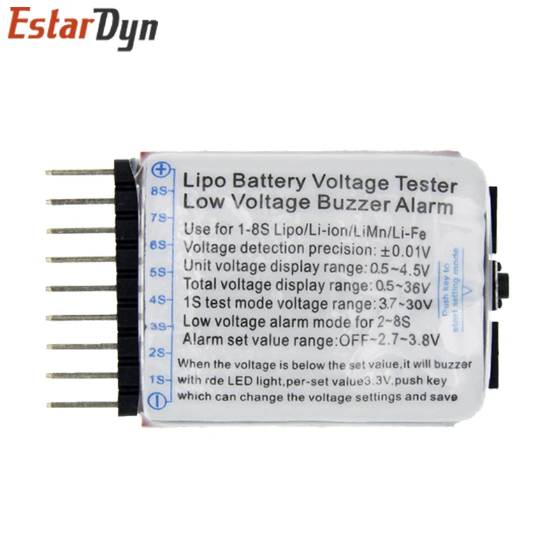 Probador de voltaje de batería Lipo BX100 1-8 S/alarma de vibración de bajo voltaje