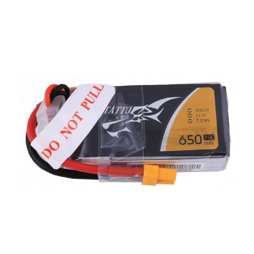 Tattu 3S1P 75C 11.1V 650mAh Lipo Battery Pack With XT30 Plug