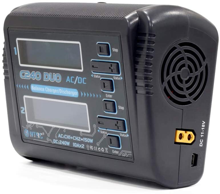 HTRC C240 1-6S LiPo cargador de batería Duo 150W DC 240W 10A para Li-ion NiCd NiMH LiHV PB