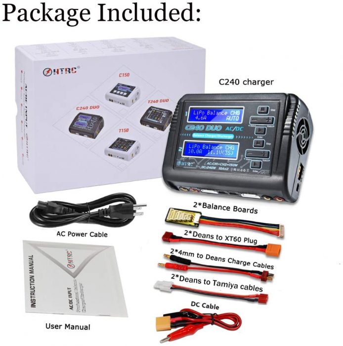 HTRC C240 1-6S LiPo cargador de batería Duo 150W DC 240W 10A para Li-ion NiCd NiMH LiHV PB