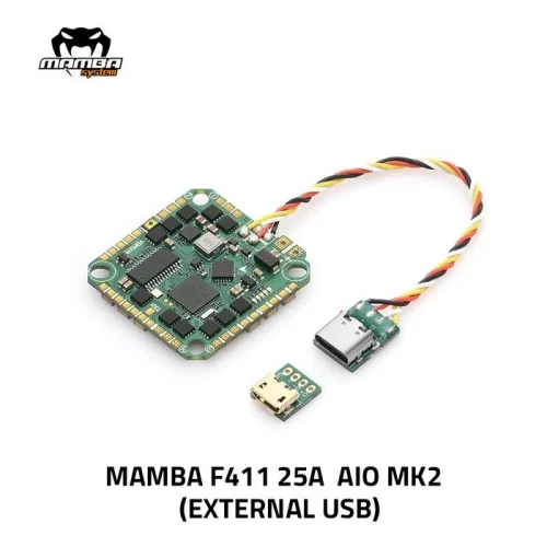 DIATONE MAMBA F411 25A AIO MK2 4S 8bit blheli, carga USB externo