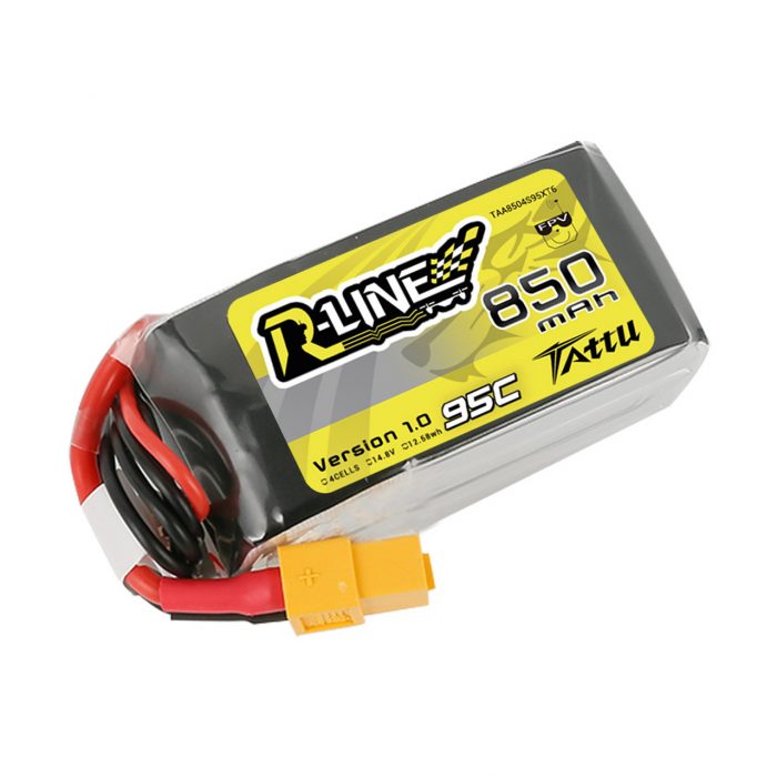 Batería Lipo Tattu R-Line 850mAh 14.8V 95C 4S1P Con Enchufe XT30