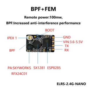 AYCK ELRS-receptor NANO ExpressLRS con antena tipo T 2,4 GHz,  Wifi