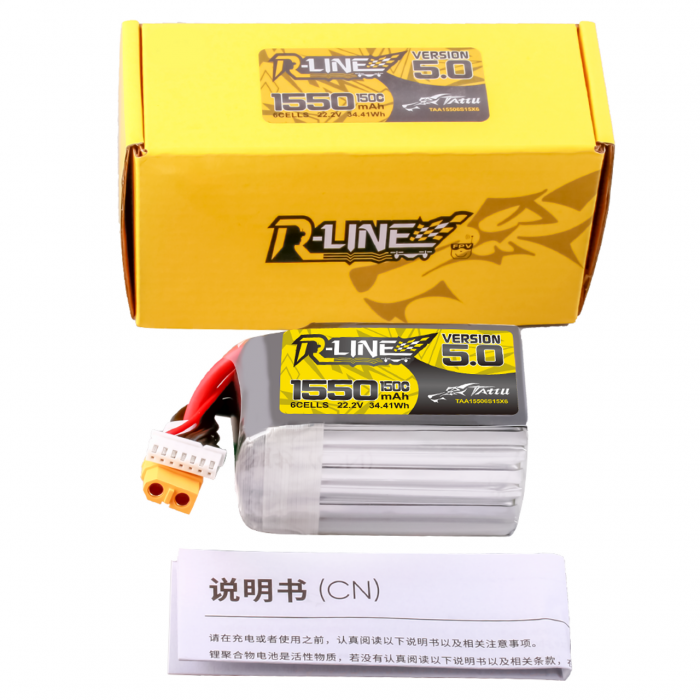 Tattu R-Line Version 5.0 1550mAh 6S 150C 22.2V XT60 Plug