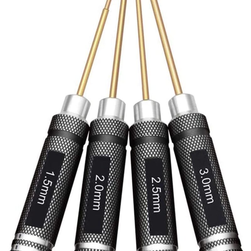 Juego de 4 destornilladores hexagonales RC, kit de herramientas de titanio 1,5 mm, 2,0 mm, 2,5 mm, 3,0 mm