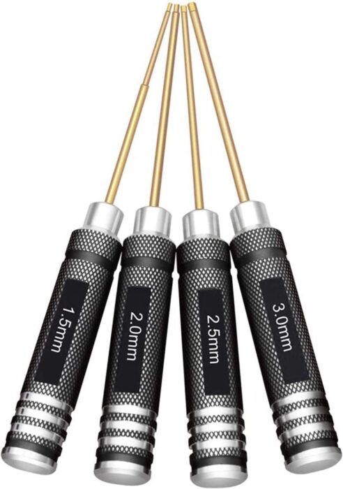Juego de 4 destornilladores hexagonales RC, kit de herramientas de titanio 1,5 mm, 2,0 mm, 2,5 mm, 3,0 mm