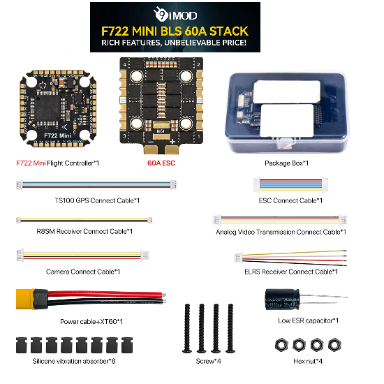 STACK 9IMOD F722 Mini ESC 60A  3-8S Lipo 20x20mm ICM42688 giroscopio