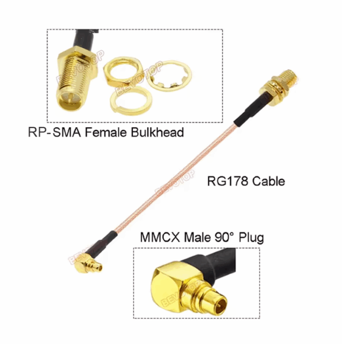 Pigtail super Strong RPsma to Mmcx 90 grados (15cms) - Imagen 2